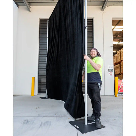 Pipe and Drape Stand – 3m x 6m with Black Velvet Drapes