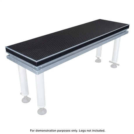 demonstration image showing legs attached to our Modular Stage Step Deck