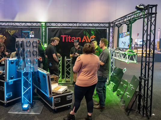 The Titan AV expo display made with black powder coated 200 box truss.