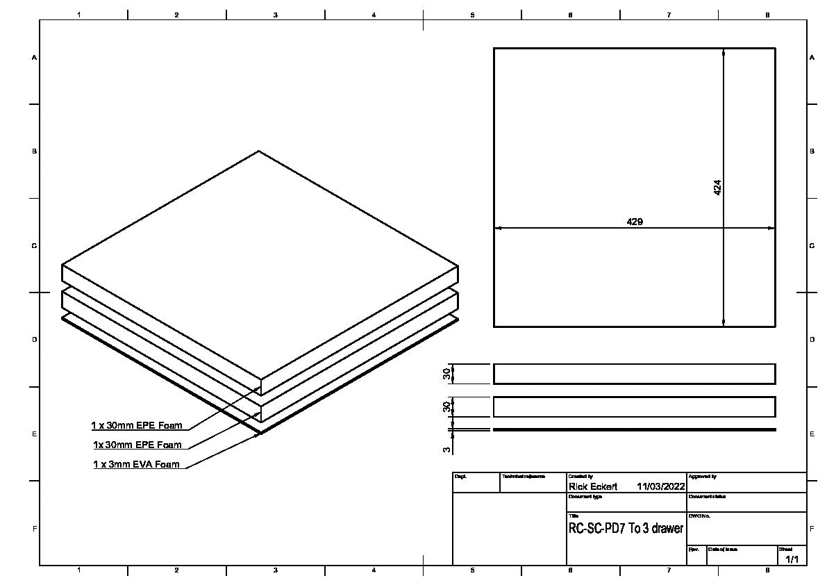 Titan AV EPE Foam Insert for RC-SC-PD7 Drawer Road Case