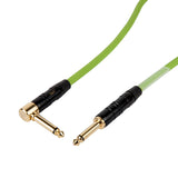 0.25m 1/4" Jack to 1/4" Right Angle Jack Green Guitar Patch Lead