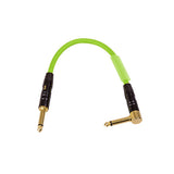 0.25m 1/4" Jack to 1/4" Right Angle Jack Green Guitar Patch Lead