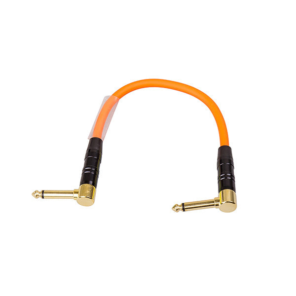 0.25m 1/4" Right Angle Jack to 1/4" Right Angle Jack Orange Guitar Patch Lead