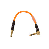 0.25m Guitar Patch Lead 1/4" Jack to 1/4" Right Angle Jack, Orange