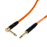 0.5m 1/4" Jack to 1/4" Right Angle Jack Orange Guitar Patch Lead