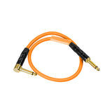 Titan AV 0.5m 1/4" Jack to 1/4" Right Angle Jack Orange Guitar Patch Lead