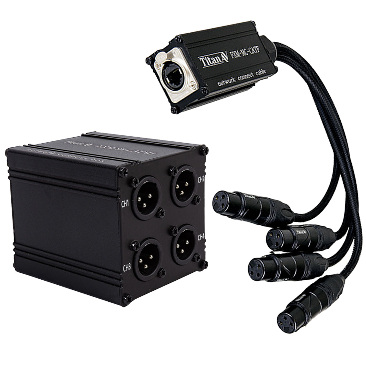 RJ45 EtherCON Quad XLR-M Stage Box to Quad XLR-F Tails