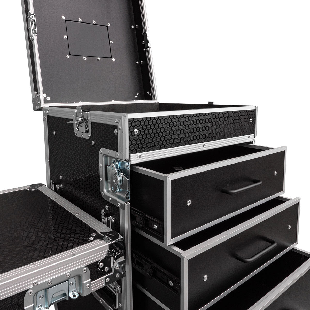 Close up look at our Workstation On Wheels with 4 Drawers, Top Storage & Table