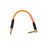 0.25m Guitar Patch Lead 1/4" Jack to 1/4" Right Angle Jack, Orange