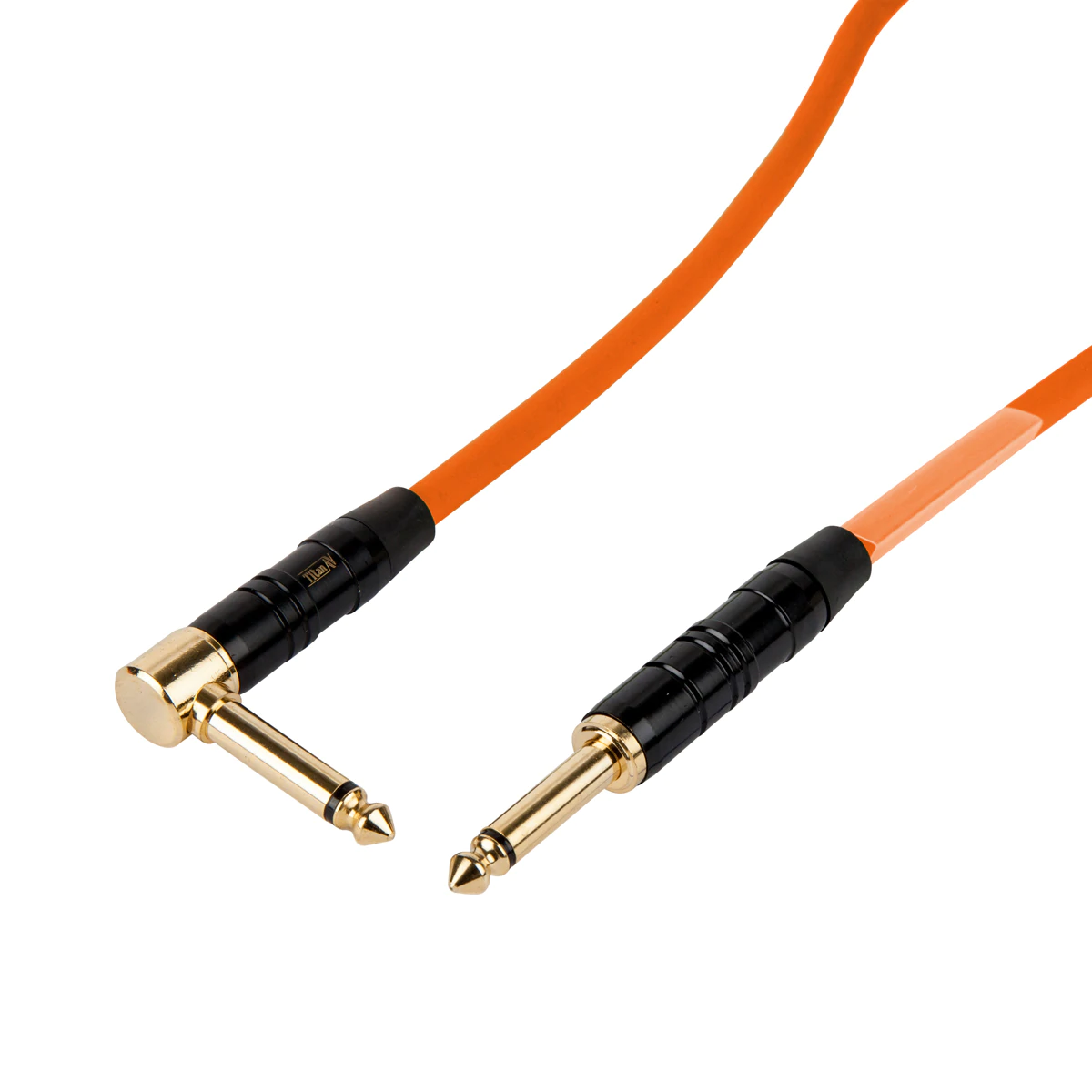 0.25m Guitar Patch Lead 1/4" Jack to 1/4" Right Angle Jack, Orange